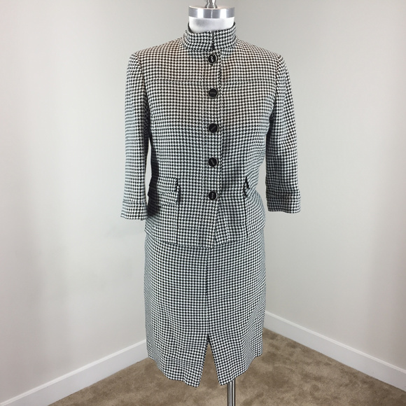 Carlisle Xs Black White Houndstooth Skirt Suit